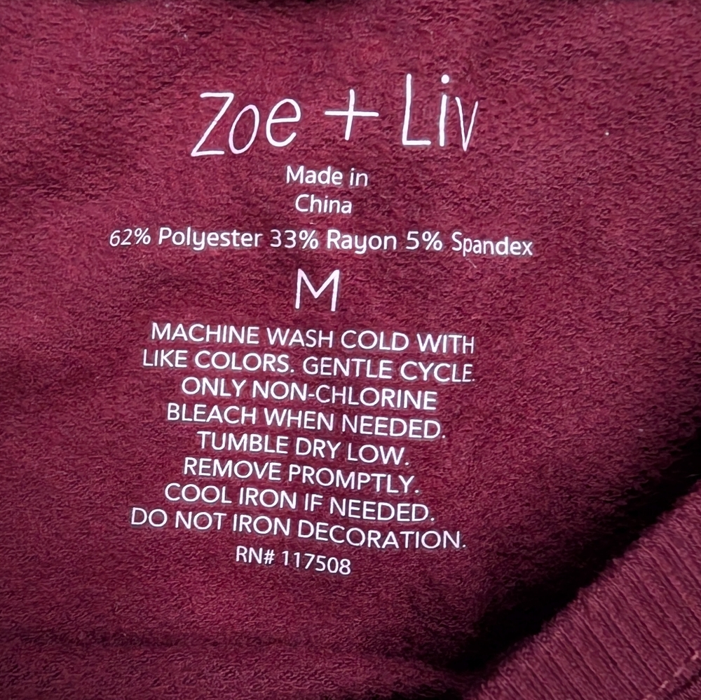 Zoe + Liv Burgundy Crew Neck Sweater - Picture 2 of 2